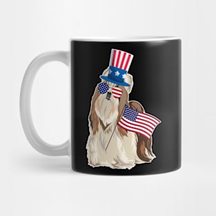 Shih Tzu Uncle Sam Hat Sunglasses Usa Flag 4th Of July Mug